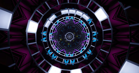 Colorful abstract design with geometric shapes in a spiral pattern