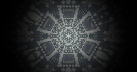 Intricate black and white geometric pattern with swirling designs