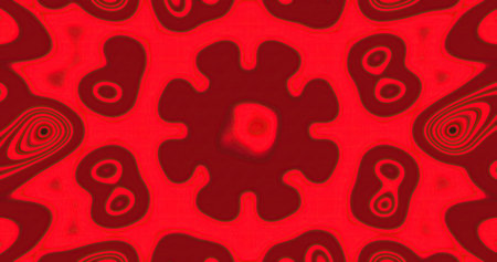 Bright red abstract design with swirling patterns and shapesの写真素材