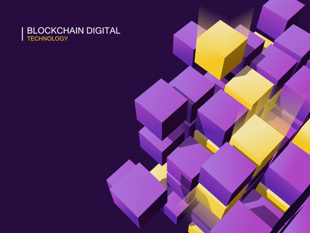 Blockchain digital technology. Perspective Illustration about blockchain.のイラスト素材