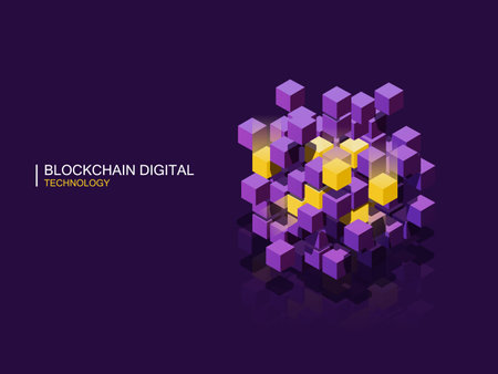 Blockchain digital technology. Perspective Illustration about blockchain.のイラスト素材