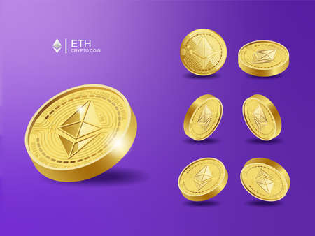 Ethereum ETH Cryptocurrency Coins. Perspective Illustration about Crypto Coins.のイラスト素材
