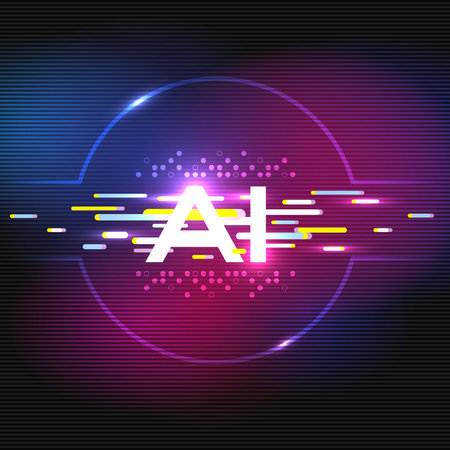 Interact with AI artificial intelligence virtual assistant chatbot in concept of AI artificial intelligence prompt engineering, AI deep learning to use generative AI for work support. Laser lightのイラスト素材