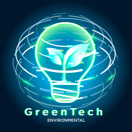 Abstract background of green technology Plants stored in bulbs Using technology to create a positive impact on the environment Also known as âclean technologyâ or âenvironmental technologyâのイラスト素材