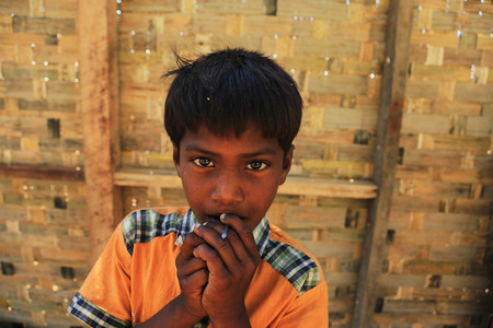 RAKHINE STATE, MYANMAR - NOVEMBER 05 : Hundreds of Muslim Rohingya are suffering severe malnutrition in overcrowded camps in Myanmar's Rakhine state, on NOVEMBER, 2015 in Sittwe, Myanmar.のeditorial素材