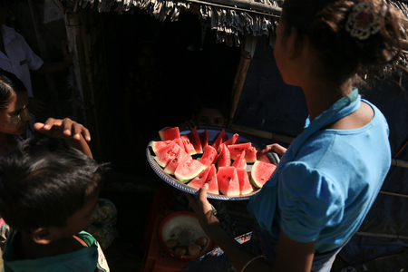 RAKHINE STATE, MYANMAR - NOVEMBER 05 : Hundreds of Muslim Rohingya are suffering severe malnutrition in overcrowded camps in Myanmar's Rakhine state, on NOVEMBER, 2015 in Sittwe, Myanmar.のeditorial素材