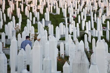 Man walking at the cemetery in Sarajevo