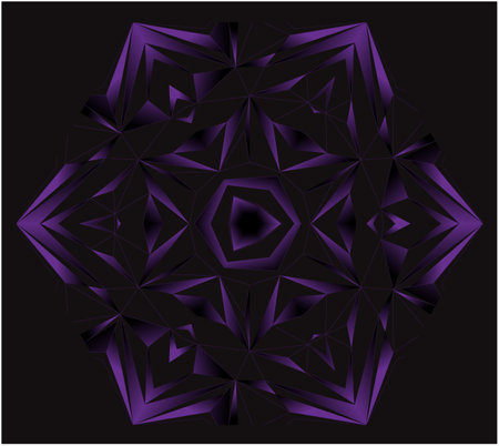 Vector Graphic of Kaleidoscope Abstract Geometric Shapes in Gradient Purple graphic mirror reflection, Geometric pattern for backgrounds and wallpapers. Black and purple.のイラスト素材