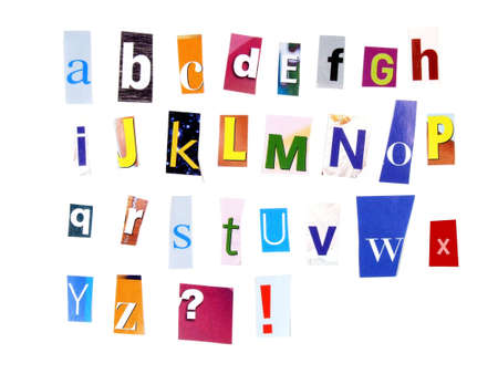 Alphabet made of newspaper clippings - colorful ABC.の写真素材