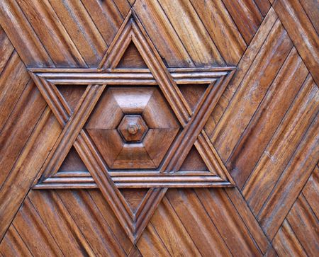 Wooden ornament - Jewish symbol.の写真素材