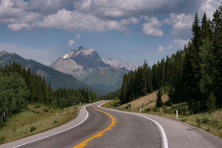 Kananaskis Country - Highwood Trail road and Rocky Mountains in summer