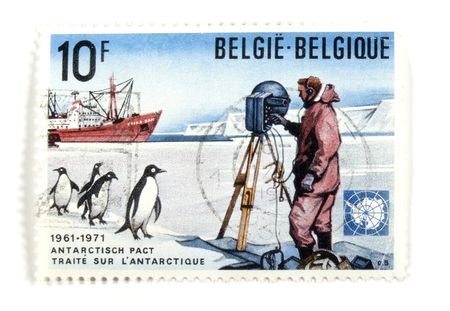 Collectible stamps from Belgium. Set with Antarctic research.の写真素材