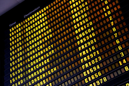Departure board at Dublin International Airport (DUB)のeditorial素材