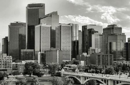 Calgary downtown. Multitude of skyscrapers and modern office building in the biggest city of Alberta, Canada.の写真素材