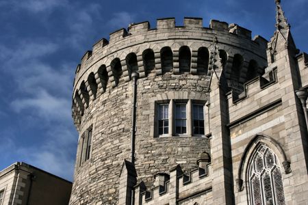 Dublin castle tower - old landmark in Irish capital cityの写真素材