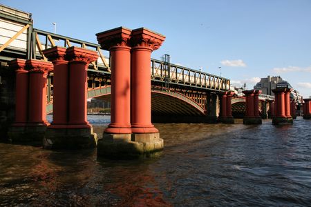 Blackfriars Railway Bridge in London, United Kingdomの写真素材