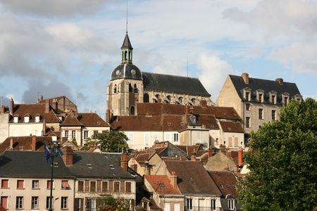 Quaint and picturesque, small town of Joigny. Region of Bourgogne (Burgundy), department of Yonne in...
