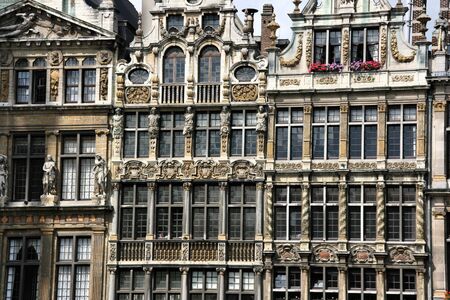 Beautiful, decorated buildings next to Grote Markt (Grand Place) in Brussel (Bruxelles)の写真素材