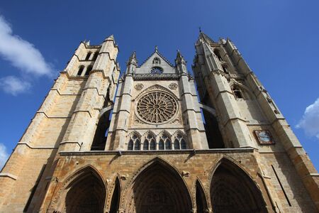 Beautiful gothic cathedral in Leon, Castilla y Leon, Spainの写真素材