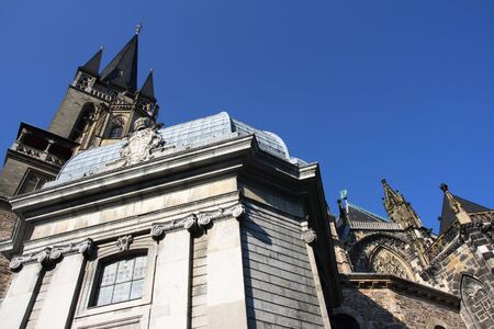 Aachen cathedral or Imperial Cathedral (Kaiserdom) in the region of North-Rhine-Westphalia, Germanyの写真素材