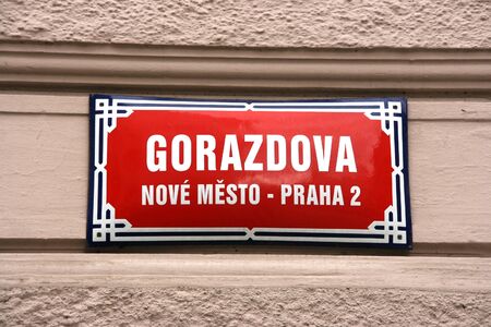 Old street sign in Prague, Czech Republicの写真素材