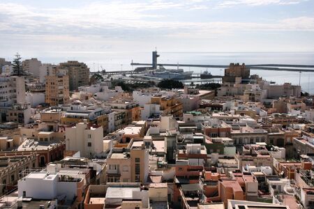 Almeria cityscape. City in Andalusia, Spain. Mediterranean Sea in background.の写真素材