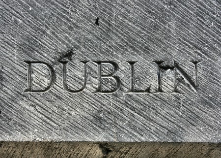 Dublin - name of Irish city carved in stoneの写真素材