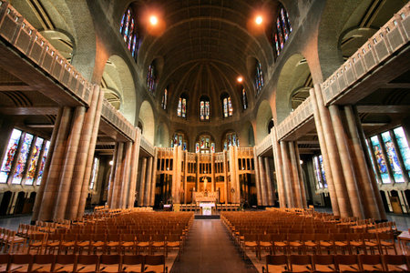 Church interior: Basilica of the Sacred Heart in Brussels, Belgiumのeditorial素材