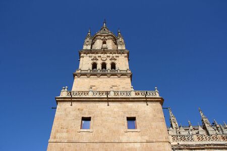 Tower of Salamanca old cathedral. Beautiful sandstone architecture. Romanesque style.の写真素材