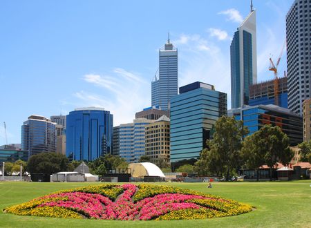 Skyscrapers and office buildings in Perth, Australia. City skyline.の写真素材