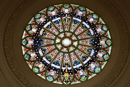 Stained glass art in St. Mary Basilica in Invercargill, New Zealandのeditorial素材