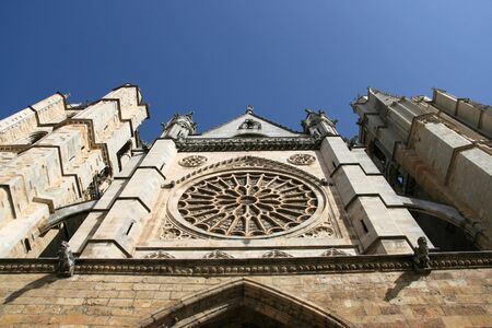 Old cathedral church in Leon, Castilla y Leon, Spainの写真素材
