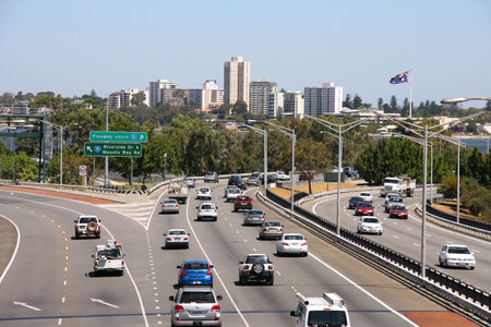 PERTH - FEBRUARY 8: Street traffic on February 8, 2009 in Perth, Australia. Perth has the highest...