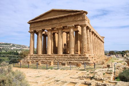 Agrigento, Sicily island in Italy. Famous Valle dei Templi, UNESCO World Heritage Site. Greek temple - remains of the Temple of Concordia.の写真素材
