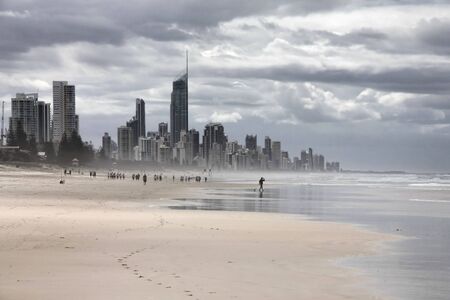 Rainy weather in Australia - Surfers Paradise town in Gold Coast region of Queensland