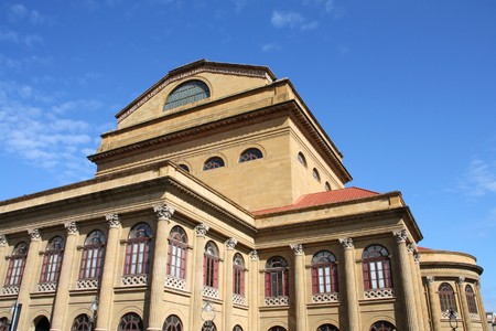 Palermo, Sicily island in Italy. Teatro Massimo Vittorio Emanuele - third largest opera house in Europe.の写真素材