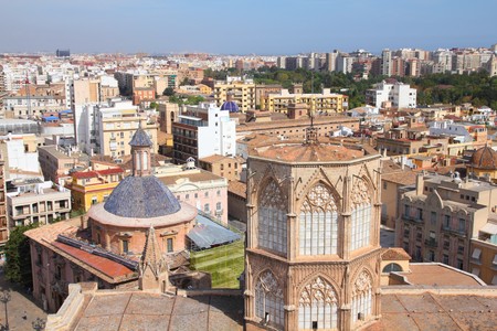 Valencia, Spain. Skyline seen from famous Cathedral Tower.の写真素材