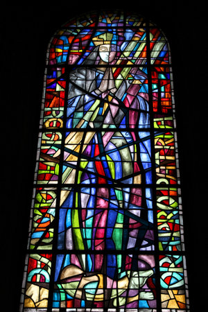 Poland - Plock cathedral. Stained glass window depicting Virgin Mary.のeditorial素材