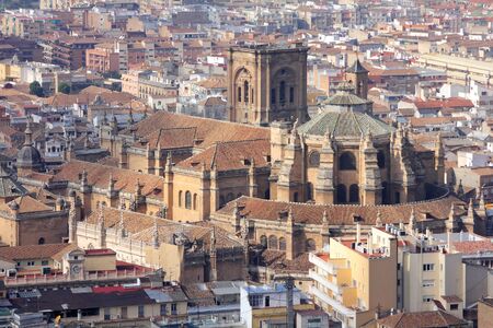 Granada in Andalusia region of Spain. Aerial view of cathedral.の写真素材