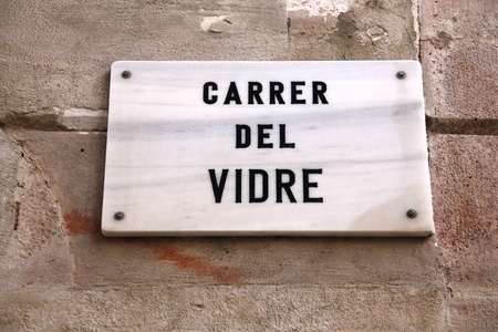 Street in Barcelona - Carrer del Vidre. Street sign.の写真素材