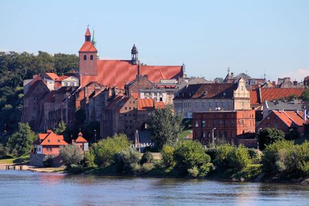 Grudziadz in Pomerania region of Poland. Old town view from Wisla river.の写真素材