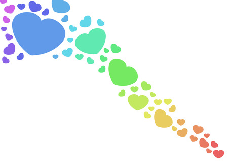 Love and romance. Rainbow hearts (gay and lesbian symbol) isolated on white - Valentine's day illustration.のイラスト素材