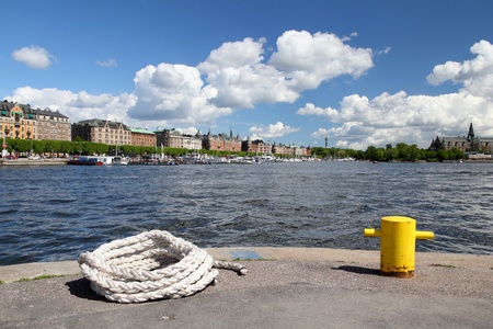 Stockholm, Sweden. Strandvagen part of capital city with Djurgarden visible on the right.の写真素材