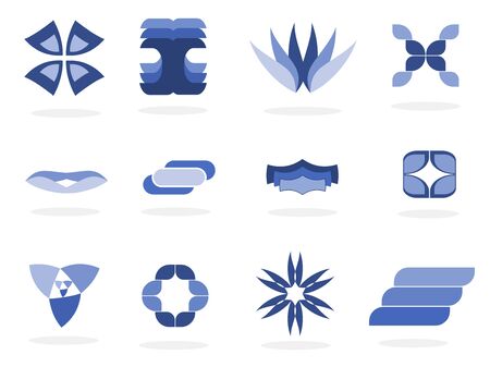 Set of design elements, corporate symbols, nice icons in cold blue colors.のイラスト素材