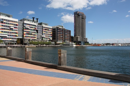 City view in Melbourne Harbour - Docklands district, Victoria, Australia.