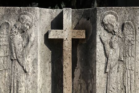 Milan, Italy. Old grave at the Monumental Cemetery (Cimitero Monumentale). Religious art.の写真素材