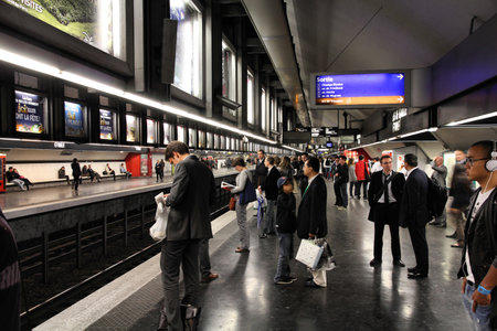 PARIS - JULY 20: Paris Metro station on July 20, 2011 in Paris, France. Paris Metro is the 2nd largest underground system worldwide by number of stations (300).のeditorial素材