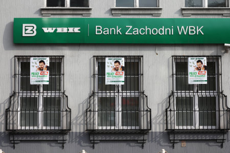 POLAND - JUNE 8: Bank Zachodni WBK branch on June 8, 2011 in Opole, Poland. In August 2011 BZ WBK created a pioneering specialist social network for investors, Gieldokracja.pl.のeditorial素材