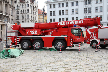 VIENNA - SEPTEMBER 8: Fire fighting vehicles on September 8, 2011 in Vienna. On September 9-11, 2011...