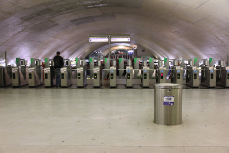 PARIS - JULY 23: Paris Metro station on July 23, 2011 in Paris, France. Paris Metro is the 2nd largest underground system worldwide by number of stations (300).のeditorial素材
